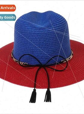 New bowler hat men wide brim two-color bowler hat straw Fren