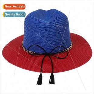 men wide straw bowler Fren color hat two New brim