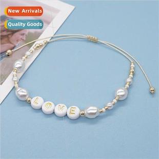 imitation pearl love new lette acrylic white beads mple rice