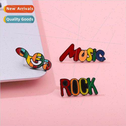 Rainbow English Brooch Shrimp Music Guitar Metal Badge Plate