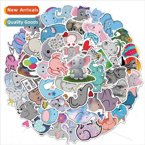 50 Cute Cartoon Elephant Doodle Stickers Laptop Phone Case g