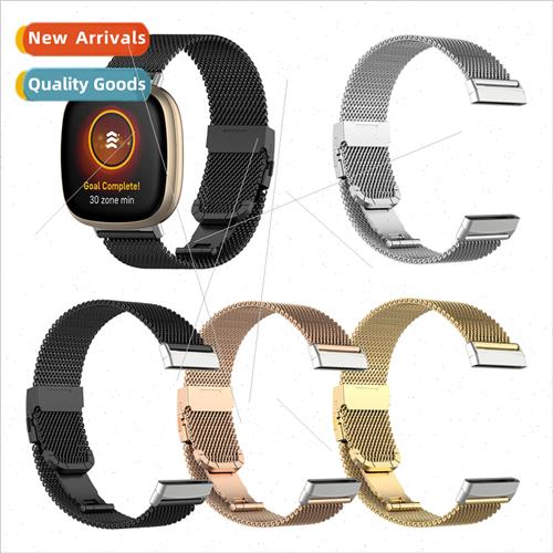 Fits Fitbit versa3 Fitbit sense Stainless Steel Milanese Loo