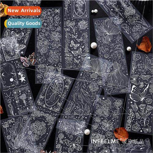 Three-dimensional hot silver PET stickers flow of light note