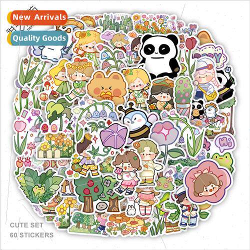 60 new cute girl spring trip stickers decorative phone case