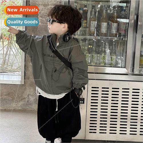 2023 autumn new Korean boys letters casual solid color rushi