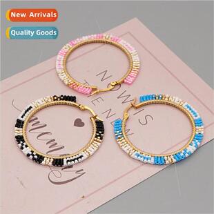 Vintage Ethnic Bohemian Colorful Geometric Rice Beads Handma