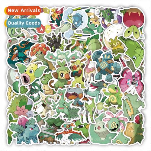60 new green Pokémon cute stickers decorative handbook stat