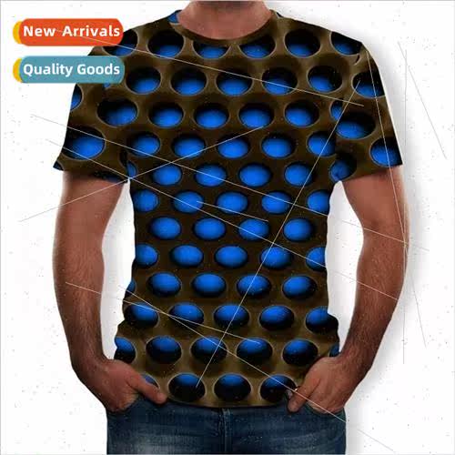 2021 summer new mens 3D digital printing round neck short-sl