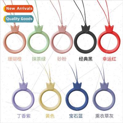 Crown liquid silicone finger ring lanyard cell phone silicon