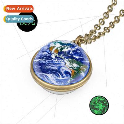 minous eight planets double-sided glass ball pendant necklac