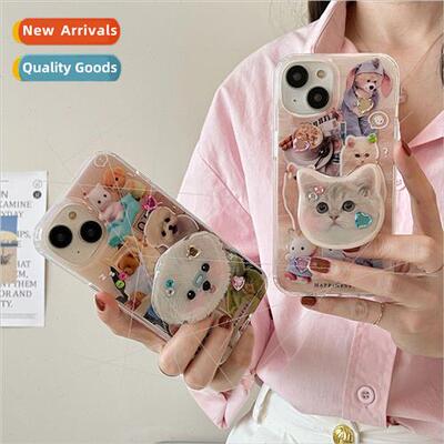 Retro Newspaper Cat Dog Holder 适用 14ProMax Apple 12 Phone