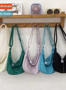 Japanese simple canvas dumpling bag female 2021 new Korean c