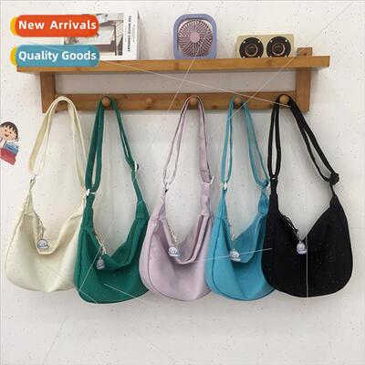Japanese simple canvas dumpling bag female 2021 new Korean c