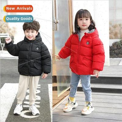 Double-sided wear childrens down cotton jacket winter men an