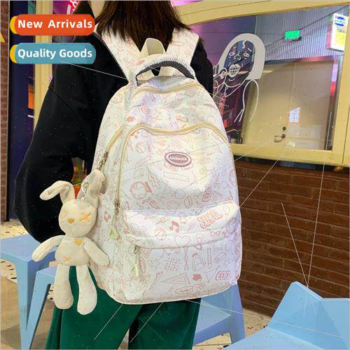 ins cute graffiti schoolbag female new cartoon fresh girl sh