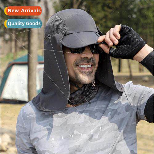 Brim collapsible baseball cap neck protector mask UV fishing