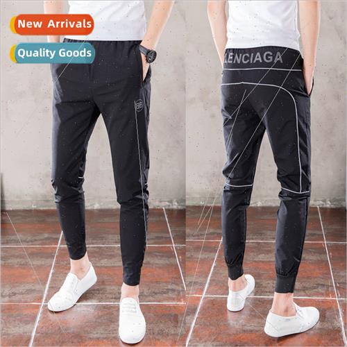 Summer new casual pants social spirit boy Slim reflective st