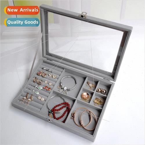 Jewelry Box Large Flap Multi-Use 5-in-1 Velvet Dustproof Rin