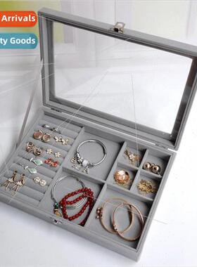 Jewelry Box Large Flap Multi-Use 5-in-1 Velvet Dustproof Rin