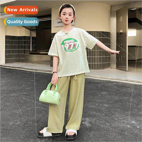 2023 new childrens clothing girls casual suit summer  middle