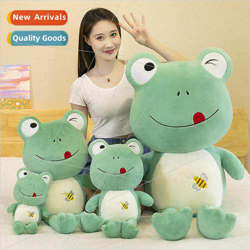 Rabbit hair dorky cute green frog doll large doll animal pil