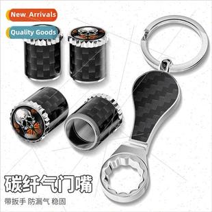 Skull Carbon Fiber Anti-theft Car Tire Valve Cap Anti-theft