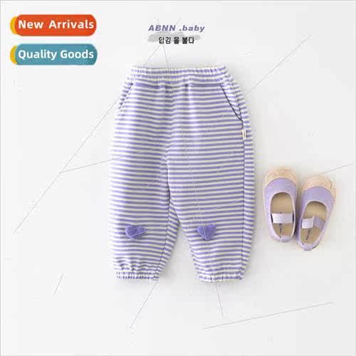 Boys pants 2024 new female baby striped sweatpants spring in