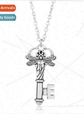 New Alice in Wonderland Dragonfly Key Pendant Necklace Vinta