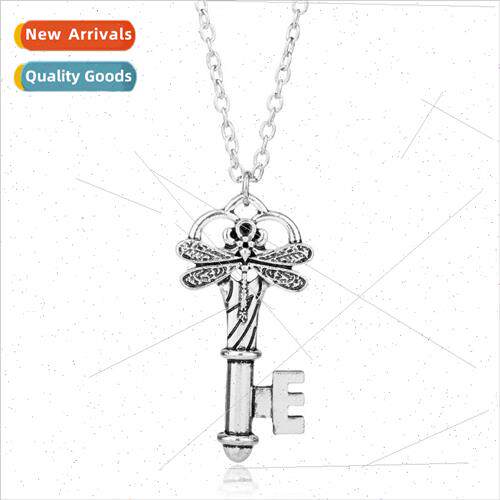 New Alice in Wonderland Dragonfly Key Pendant Necklace Vinta