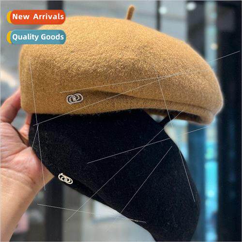 French retro beret female fall and winter wool tweed Belle c