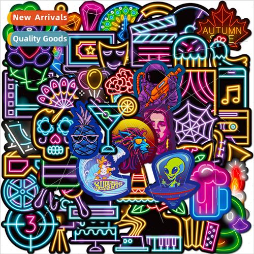 50 pcs of dark neon stickers personalized cartoon notebook s