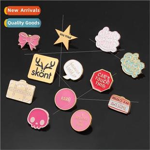 Square Alphabet Design Metal Bag Personalized Badge Creative