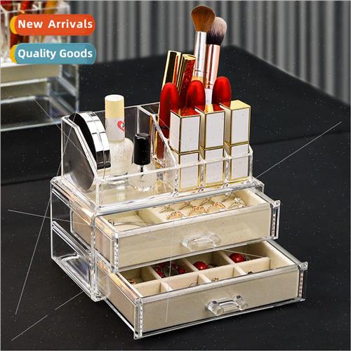 Nascent cosmetic jewelry organizer with drawer stacking lips