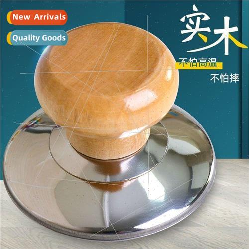 Stainless steel pot lid cap lifter solid wood single hole po