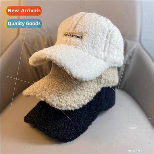 Lambs wool hat female fall and winter Korean letters duck to