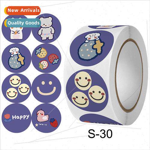 Round cartoon decorative labels cute hand-painted animal sma