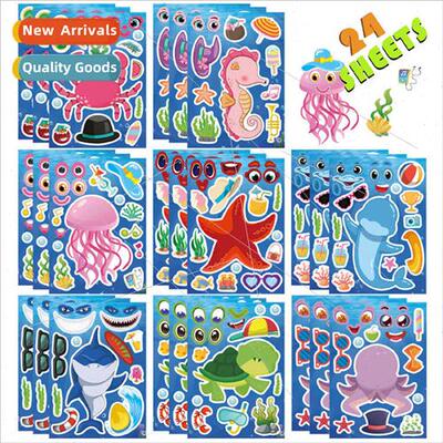 children cartoon diy puzzle stickers marine animals games cr