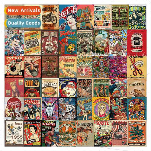 50 new American retro poster stickers magazine  set handbook