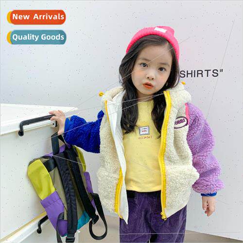 winter new Korean  of boys and girls splicing sleeve plush j