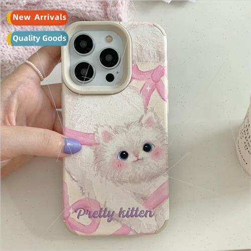 Korean ins cute ribbon cat 14ProMax girl iPhone 15 phone cas