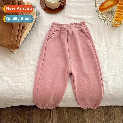 Boys and girls cotton sweatpants fall and winter paragraph p