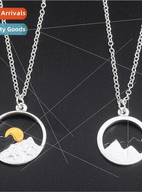 valentines day gift mountain necklace sunrise sunset mountai