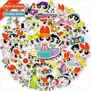 50 Powerpuff Girls anime surrounding stickers cute wind cart