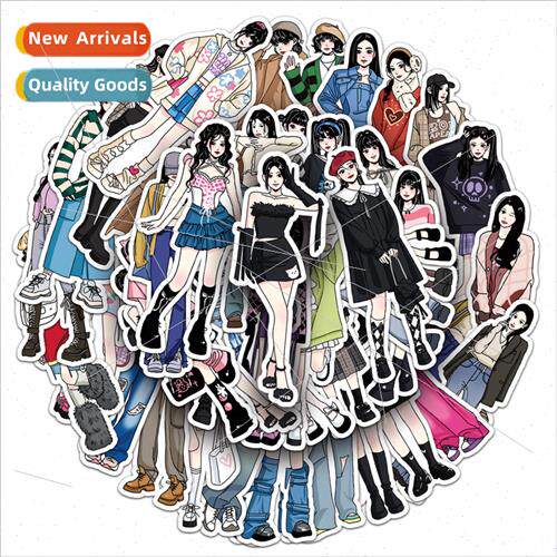 50 fashion wear handbook stickers cute cartoon character sti