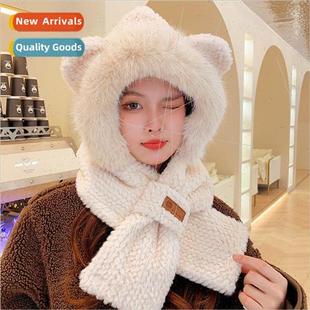scarf cute plush cold mask gloves female hat warm new Winter