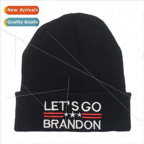 U.S. election LET`S GO BRANDON embroidery knitted cap wool c