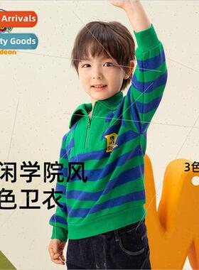 Boys striped sweater lapel half-zipper neckline 2023 small c
