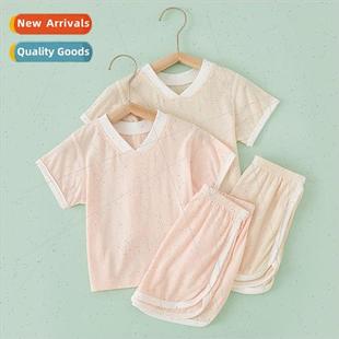 Baby clothes summer thin section suit split infant short-sle