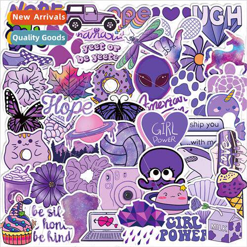 50 purple mix stickers shein new purple small fresh cartoon