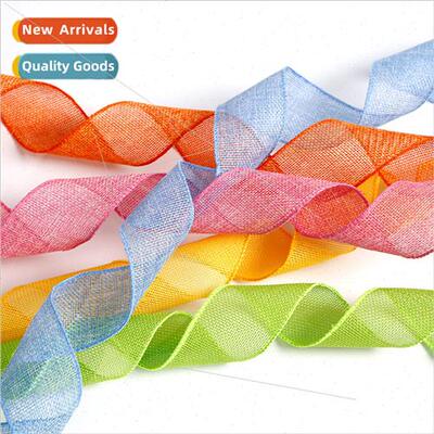 New colorful imitation hemp Easter ribbon with wire copy edg